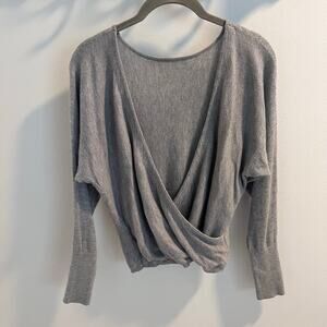 Alice & Olivia Gray Surplice Sweater Top Size XS